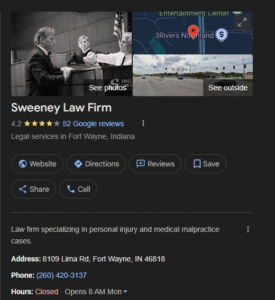 sweeney law firm fort wayne gmb screenshot