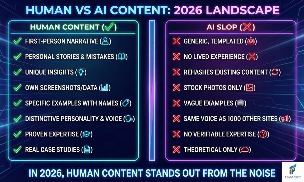 ai content vs human content comparison sheet